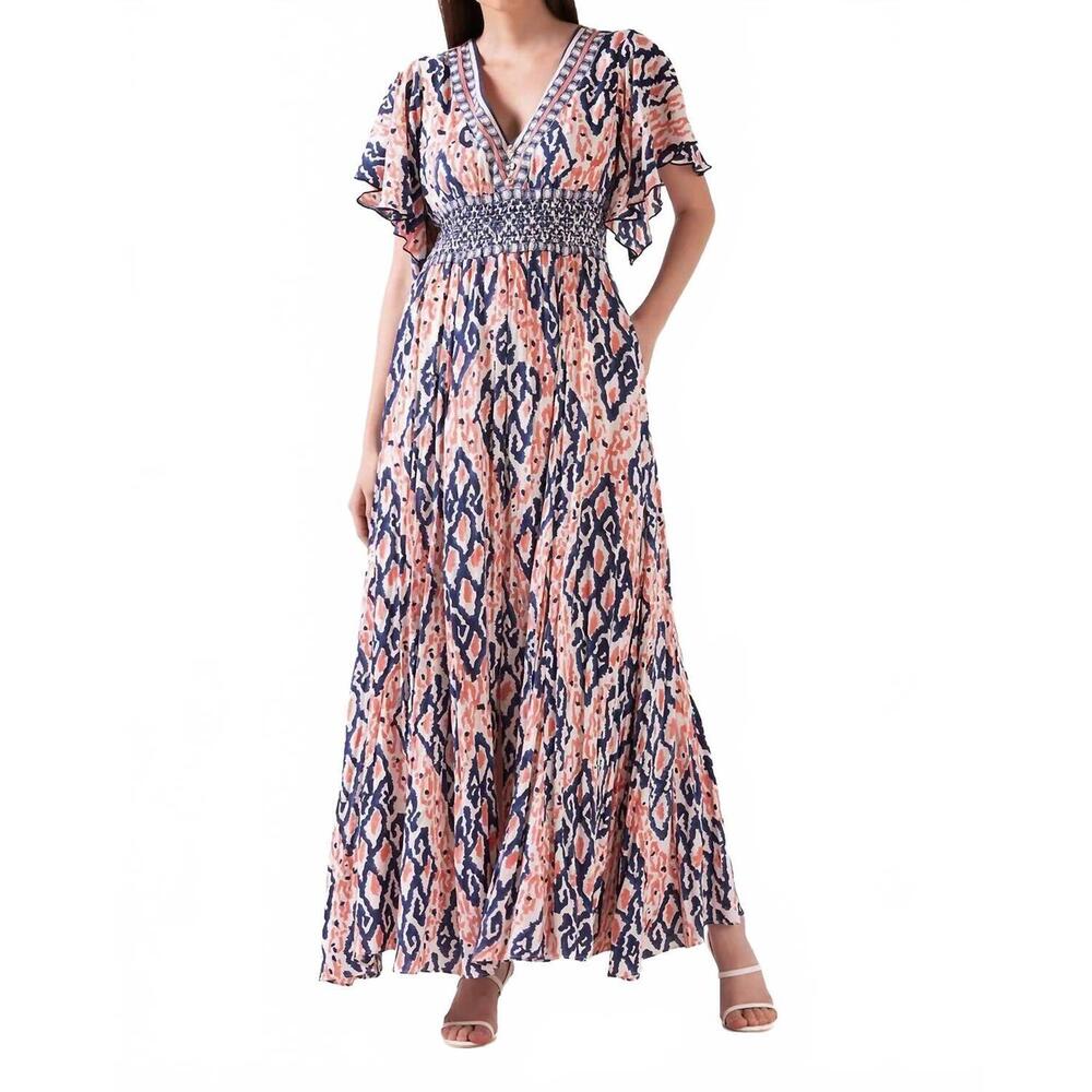 NEW ASH & EDEN avatara maxi dress in coral